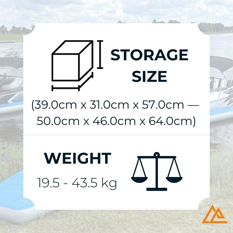 Aquadeck Inflatable Y Pontoon Storage Size and Weight Image