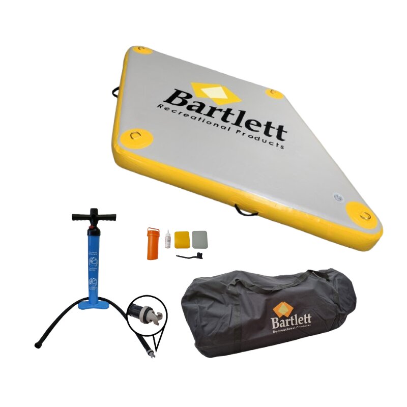 Bartlett diamond inflatable pontoon included items such as hand pump, repair kit, and carrying bag