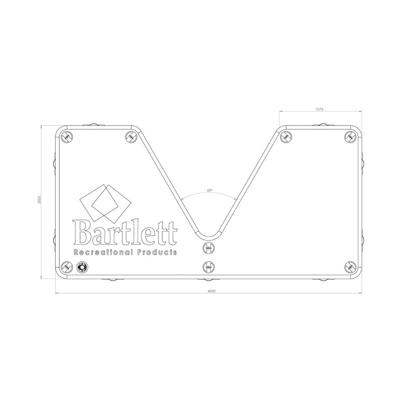 Dimensions and layout of Bartlett V Deck Inflatable Pontoon