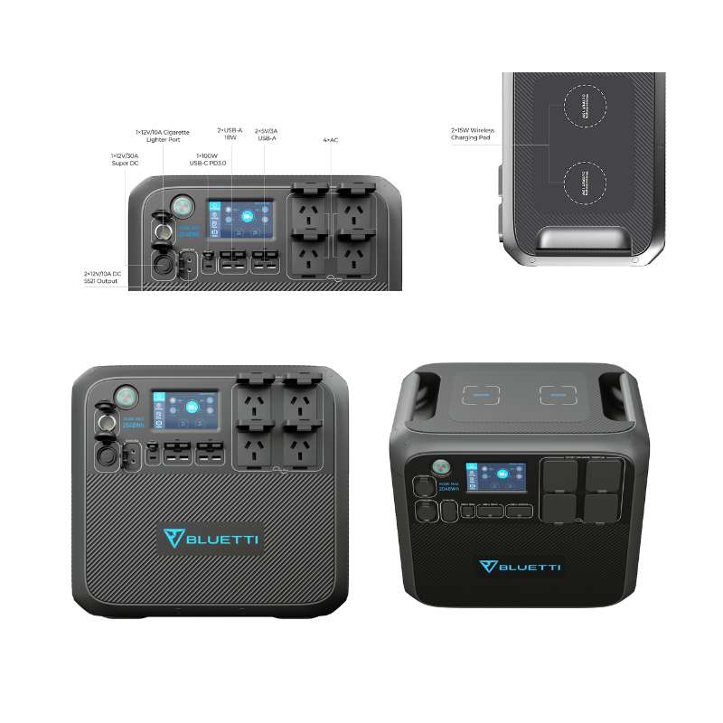 Bluetti AC200MAX Power Station ports and features multi-view