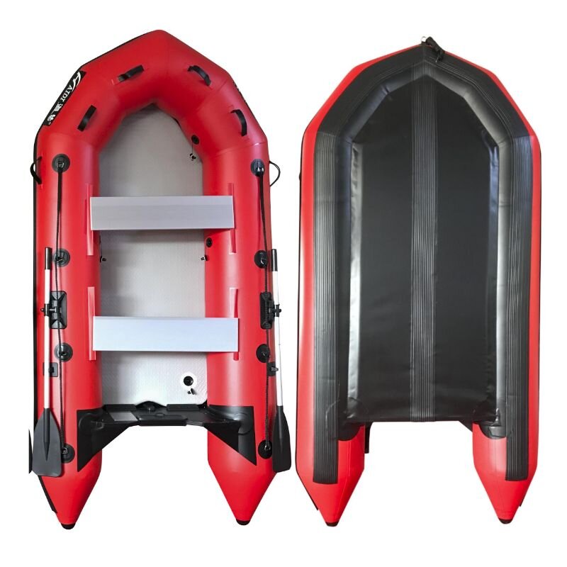 Haidi Pontoon Rescue Boat Dinghy Red top and bottom view