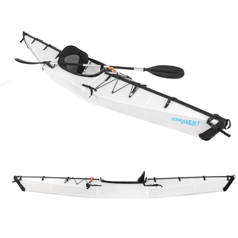 Terravent Kayak K1 Foldable White Kayak Angled Views