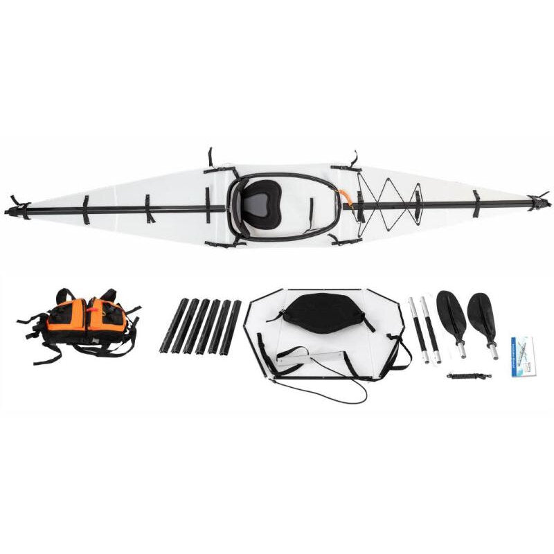 Terravent Kayak K1 White Folding Kayak Top View With Accessories