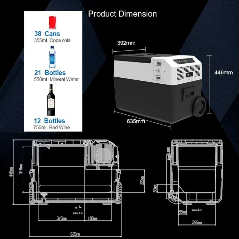 Urecau Outdoors FCR30 30L Portable Fridge-Freezer product dimensions