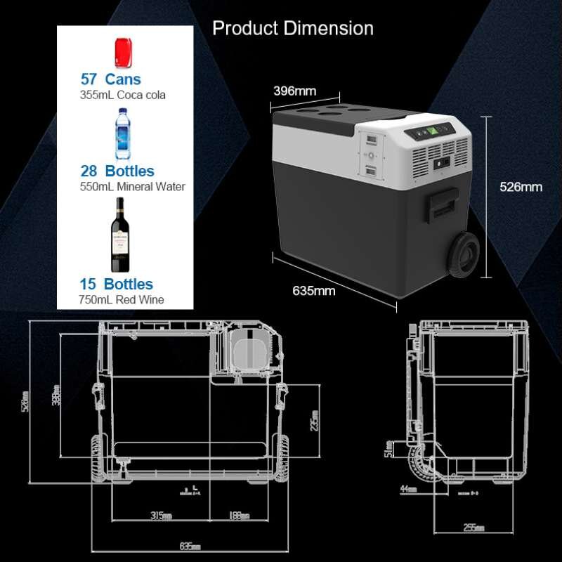 Urecau Outdoors FCR40 40L Portable Fridge-Freezer dimensions and capacity