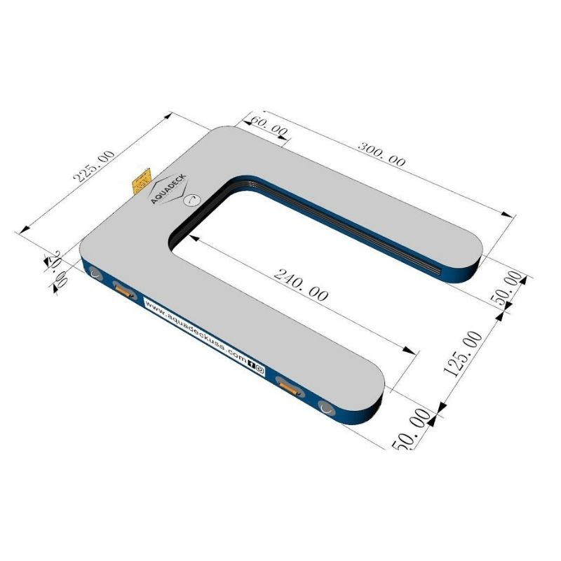 AquaDeck Inflatable Single Jetski Dock side view showing specifications and robust design