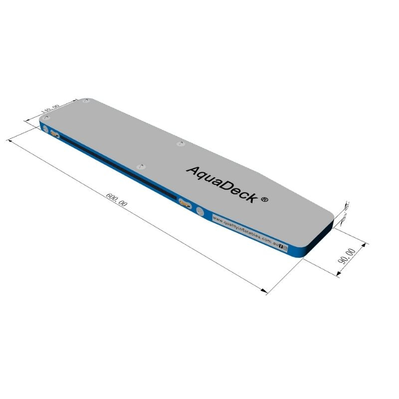 AquaDeck inflatable straight pontoon side view blue design