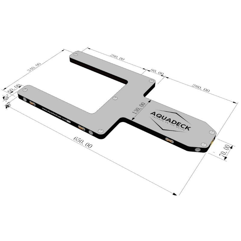 Aquadeck Inflatable U Pontoon dimensions side view details