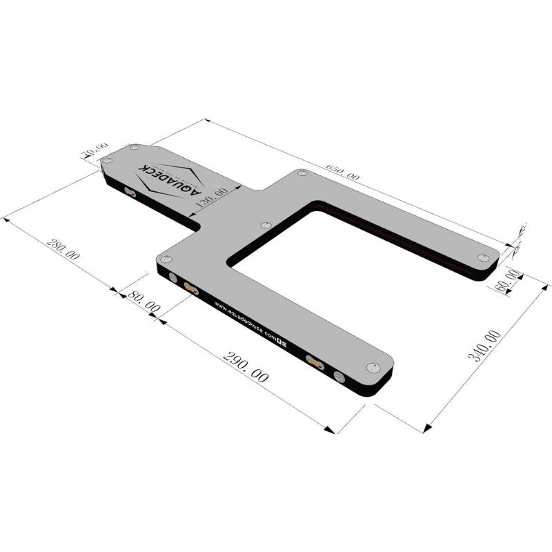 Aquadeck Inflatable U Pontoon dimensions top view display