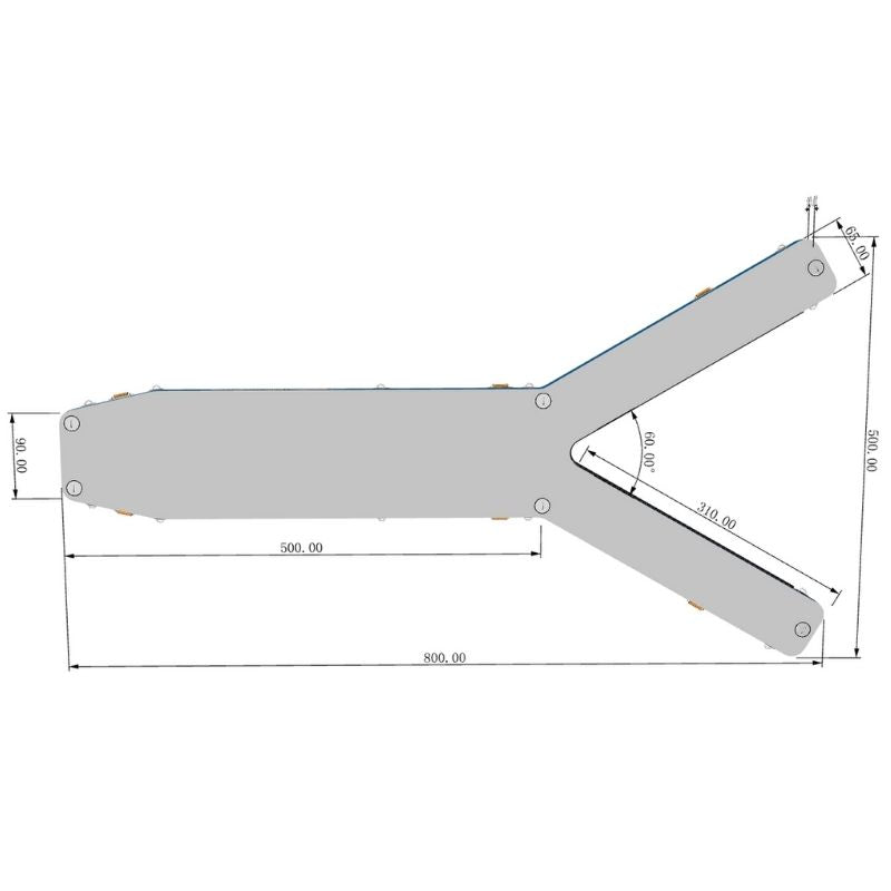 Aquadeck inflatable Y pontoon side view showcasing accurate dimensions