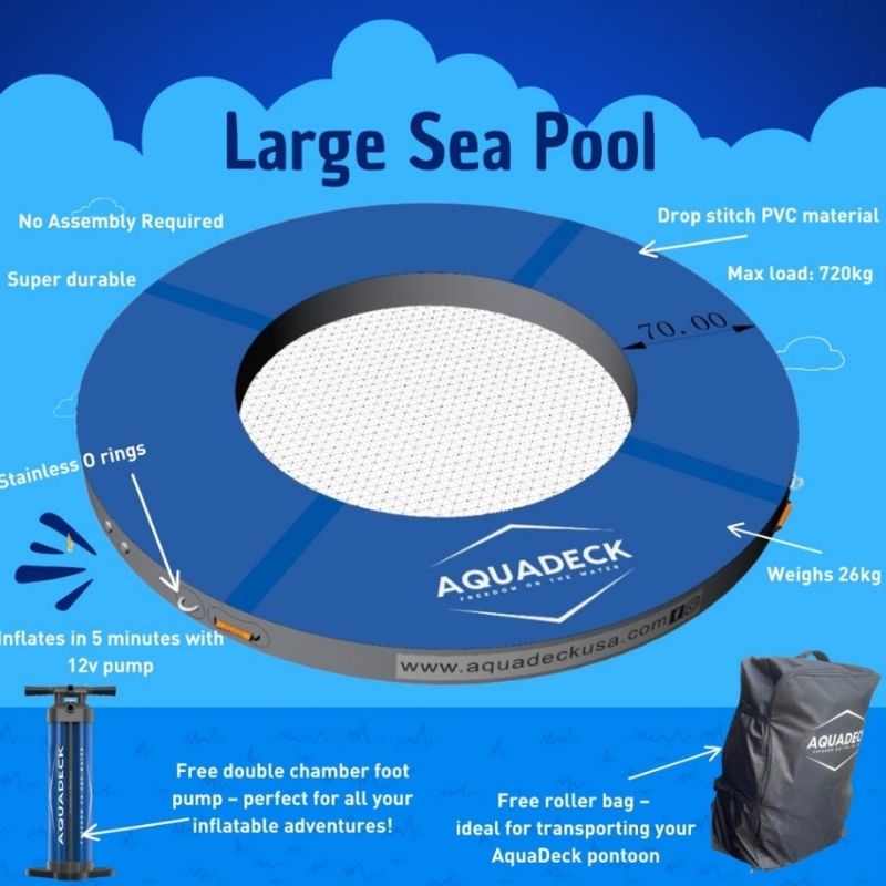 AquaDeck Large Sea Pool inflatable with carry bag and foot pump