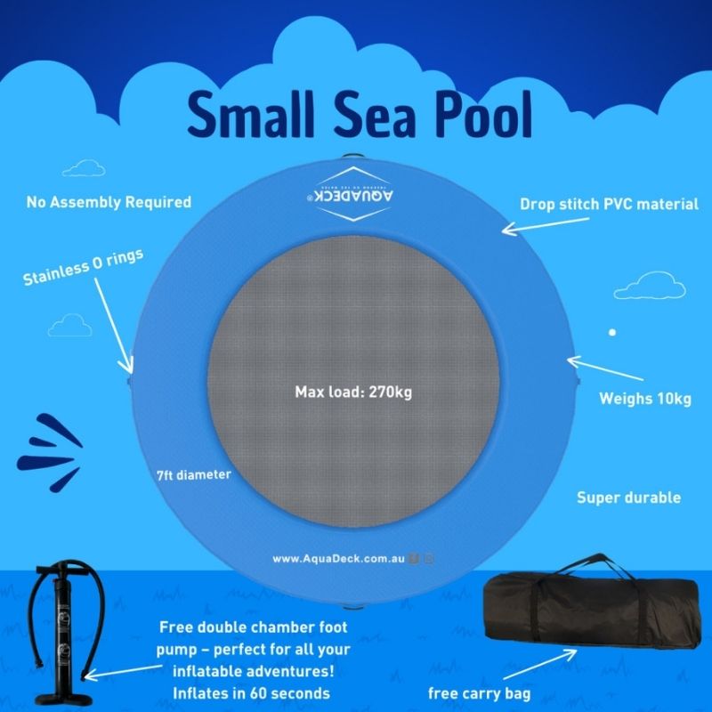 AquaDeck Small Sea Pool inflatable with carry bag and foot pump