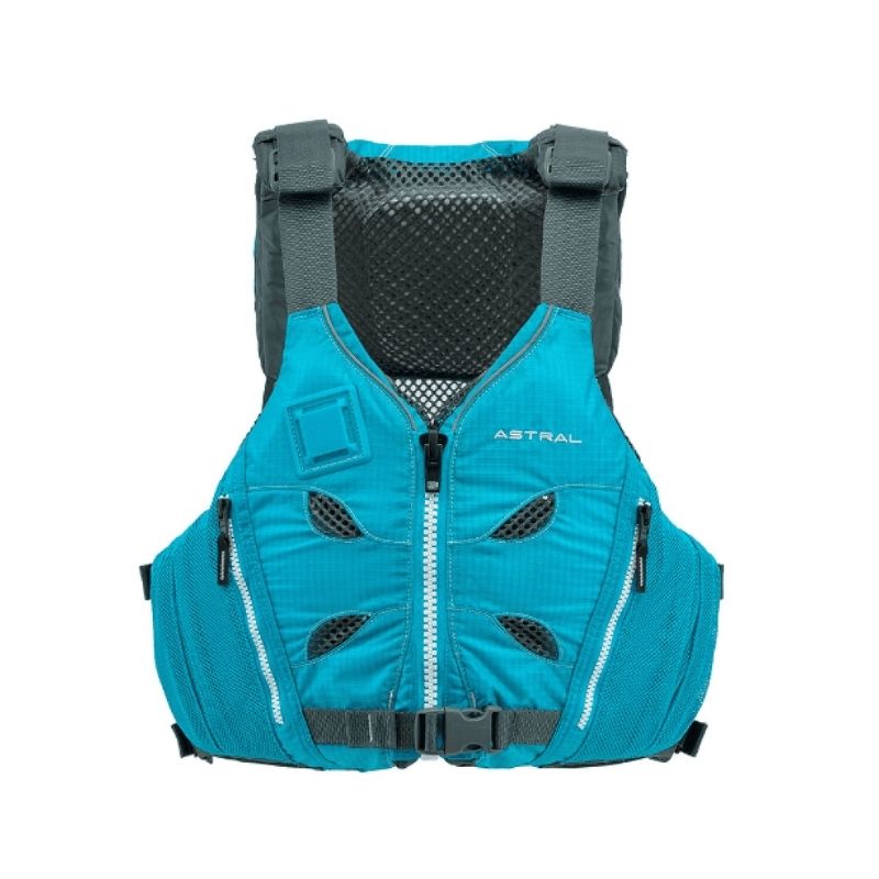 Astral V Eight PFD glacier blue, front view with mesh back, ideal for sailing and water sports