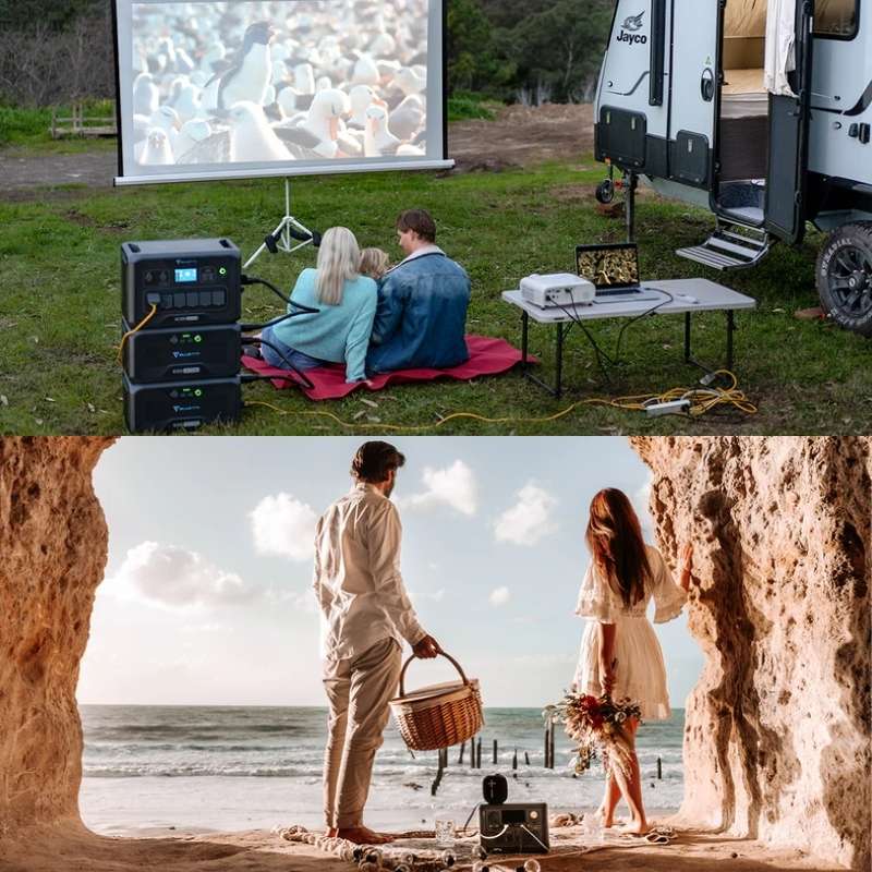 Bluetti AC200P portable power station for outdoor movie and picnic