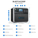 Bluetti AC200P power station diagram with dimensions and features