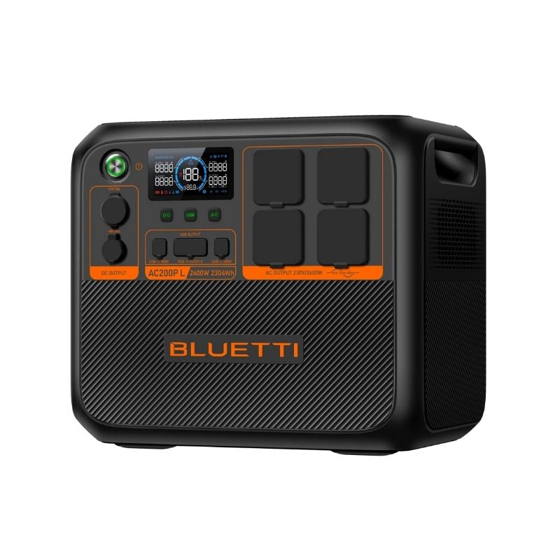 Side view of bluetti ac200pl power station with ports visible