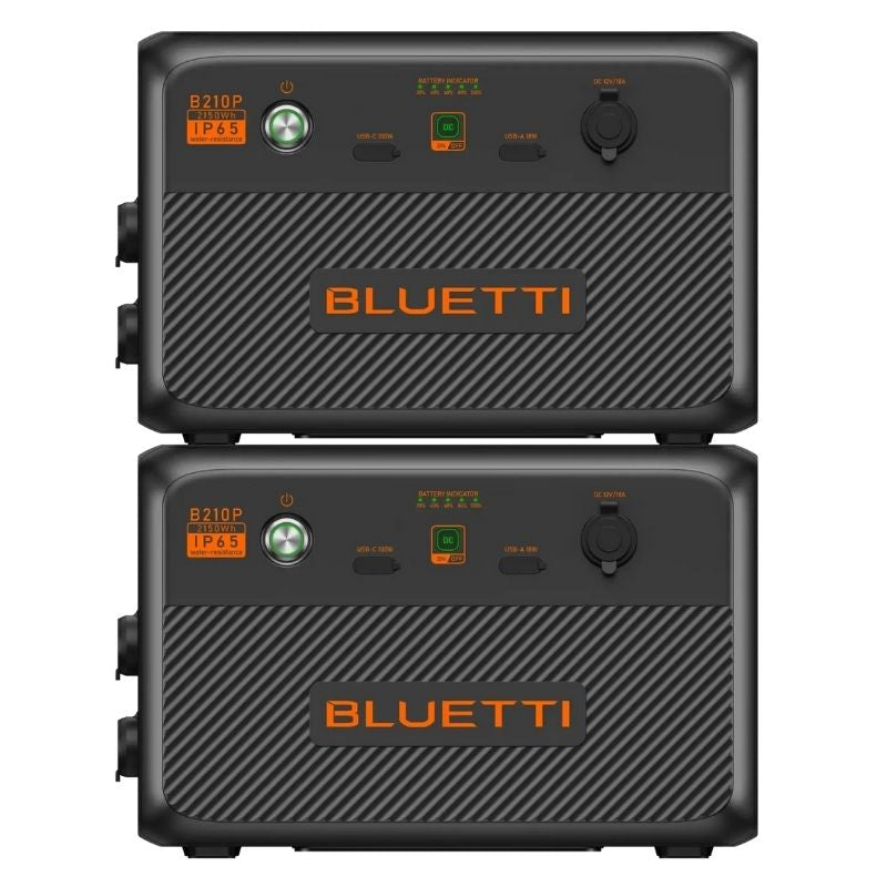 Dual Bluetti B210P Expansion Batteries providing 2,150Wh of portable power