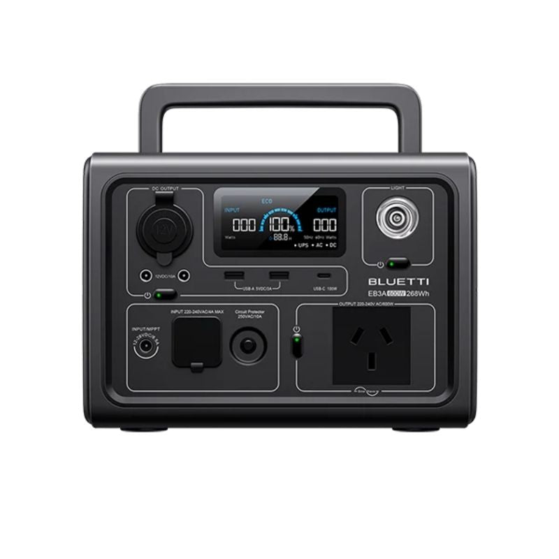 Bluetti EB3A portable power station detailed front panel