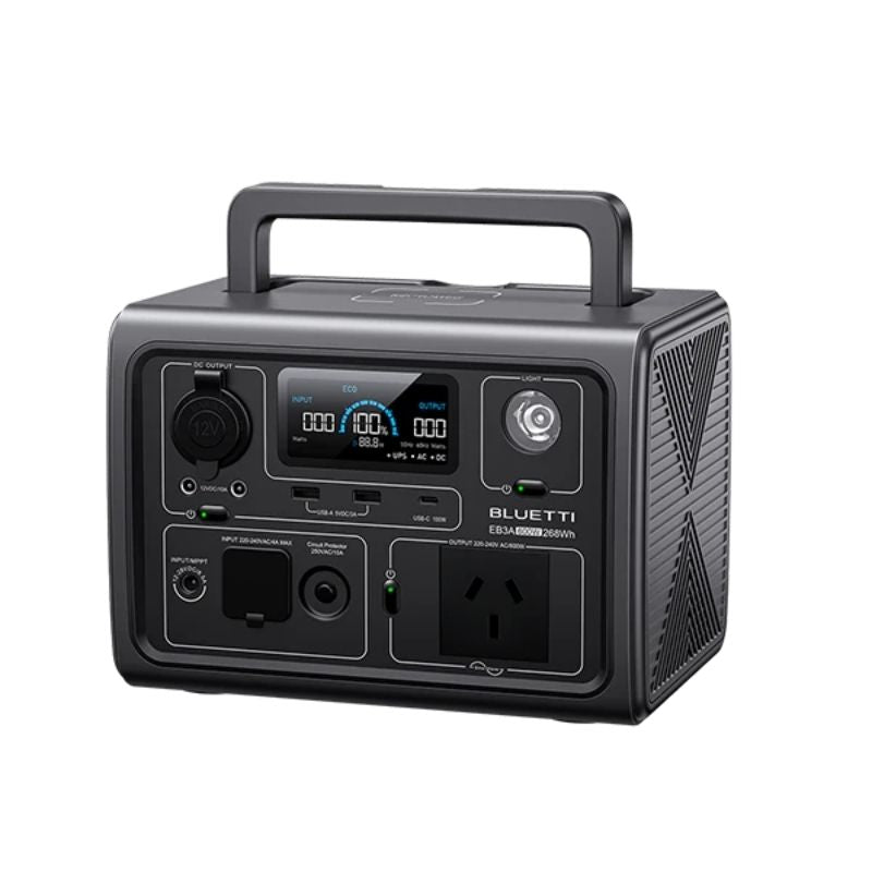 Bluetti EB3A portable power station front display EB3A 600W