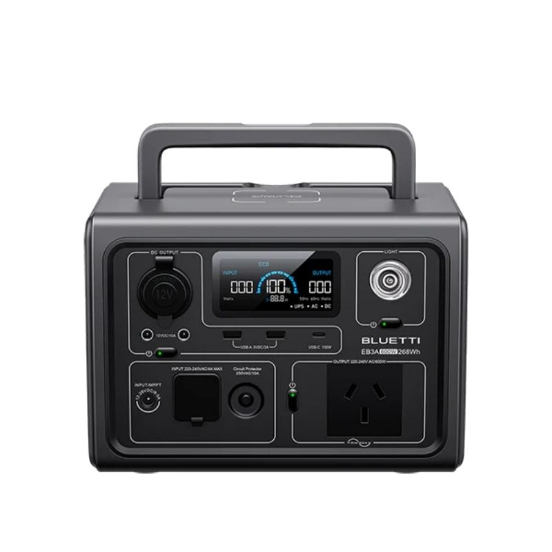 Bluetti EB3A portable power station front panel controls