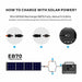 Bluetti EB70 solar charging guide showing how to charge the eb70 bluetti power station using solar panels