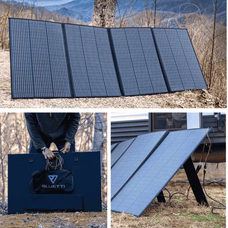 Bluetti PV350 350W solar panel outdoor usage with accessories