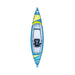 Top view of the blue and yellow Tahe Breeze Full HP1 inflatable kayak