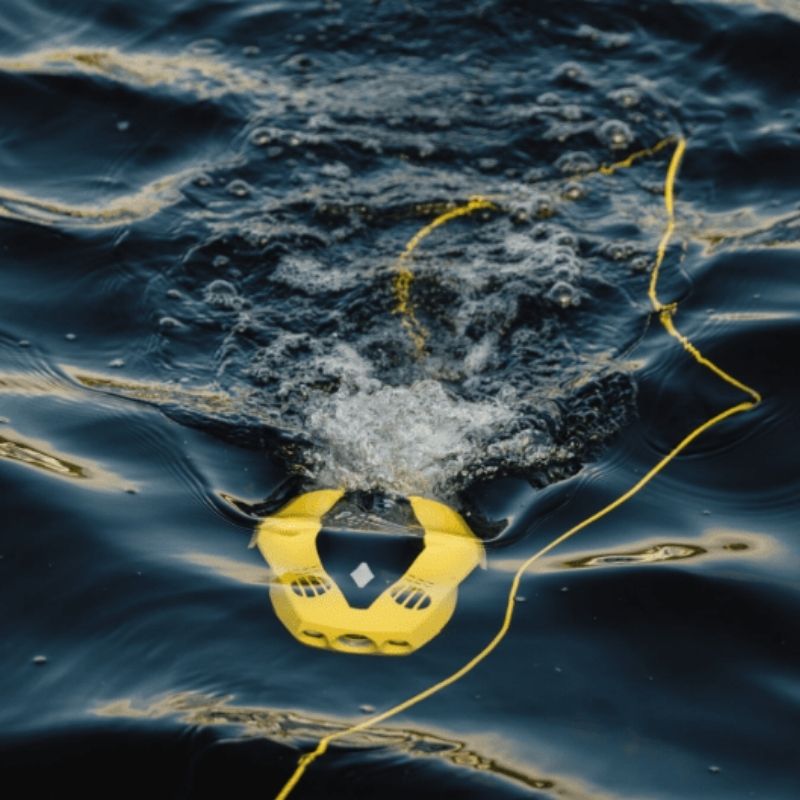 Chasing Dory underwater drone surfacing from underwater exploration