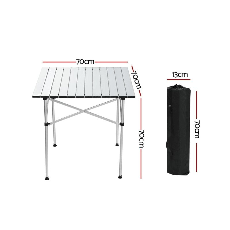 Compact Co. 2-Person Standard Camping Set aluminum table with size dimensions