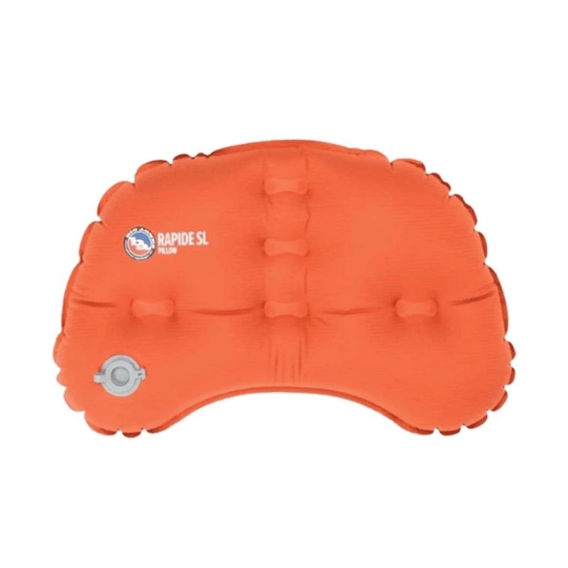 Inflated orange pillow from Compact Co. 4-Person Elite Camping Set showing its design and comfort features