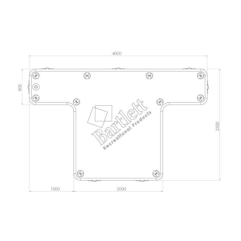 Dimensions and layout of the Bartlett Jetski T-shaped inflatable pontoon