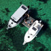 Floatables Drift Series inflatable dock aerial view with boats