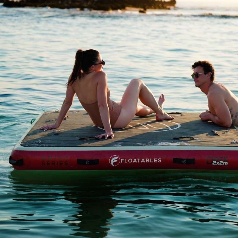 Floatables Drift Series inflatable dock on water with users