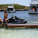 Floatables U-Dock inflatable boat dock with Sea-Doo and people relaxing