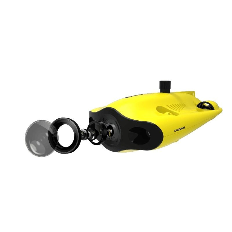 Gladius Mini S underwater drone with exposed camera lens