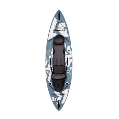 Top view of Kokopelli Platte kayak in smoke blue with adjustable seating