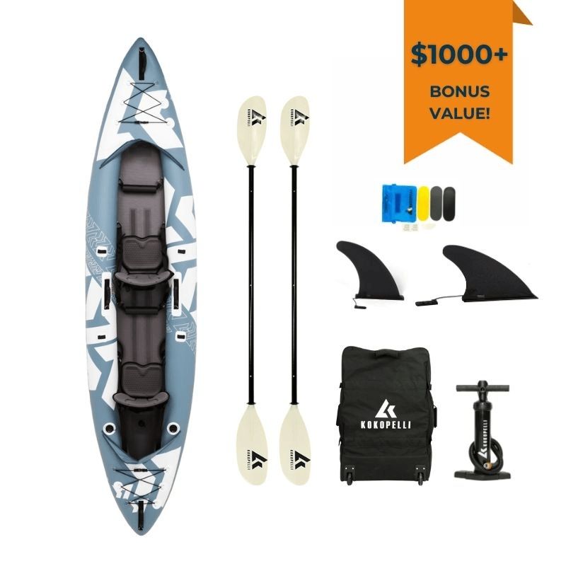 Kokopelli Platte Plus value package including two paddles, a pump, and other accessories