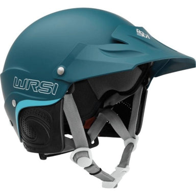 NRS WRSI Current Pro Helmet in teal with adjustable straps for kayaking