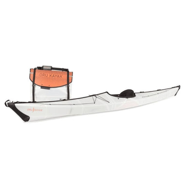 Oru Coast Xt kayak full view with pack, showcasing the foldable design for portability