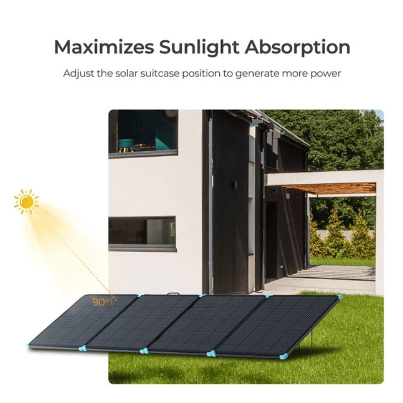 Renogy 400W lightweight portable solar suitcase maximizes sunlight absorption