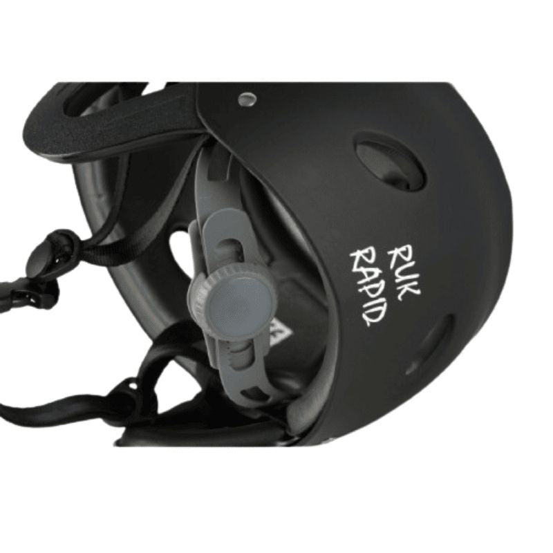 Black RUK Sport helmet with an adjustable dial for secure fit