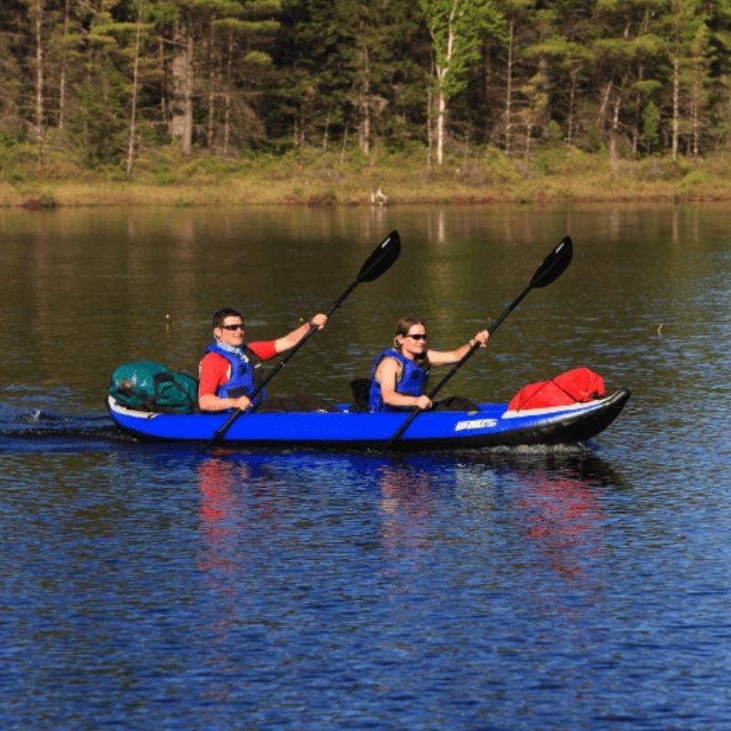 Sea Eagle 420x explorer kayak paddling in a calm lake