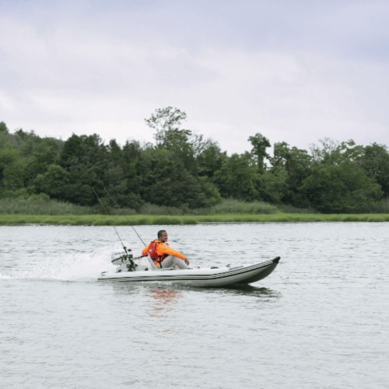 Sea Eagle 437ps motorized paddleski boat speeding on water