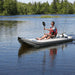 Sea Eagle 437ps solo paddler on an inflatable kayak in the lake