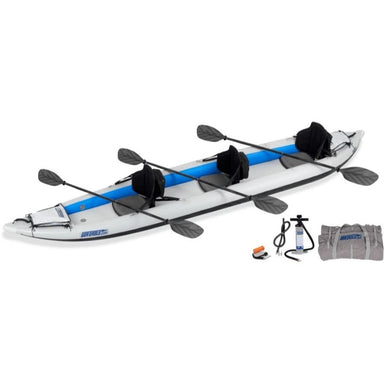 Complete set of the Sea Eagle 465ft FastTrack kayak with paddles and accessories