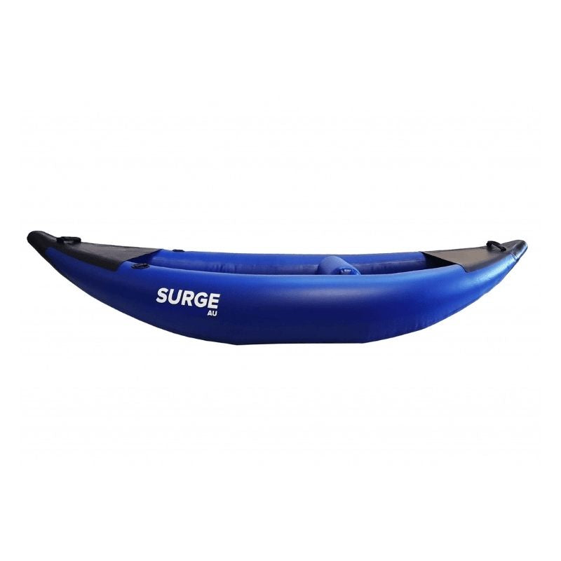 Surge Nile inflatable kayak drop stitch floor close-up side view showing kayak shape