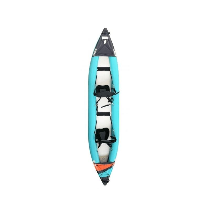 Tahe Beach Air K2 inflatable kayak with a top view of the two-person seats