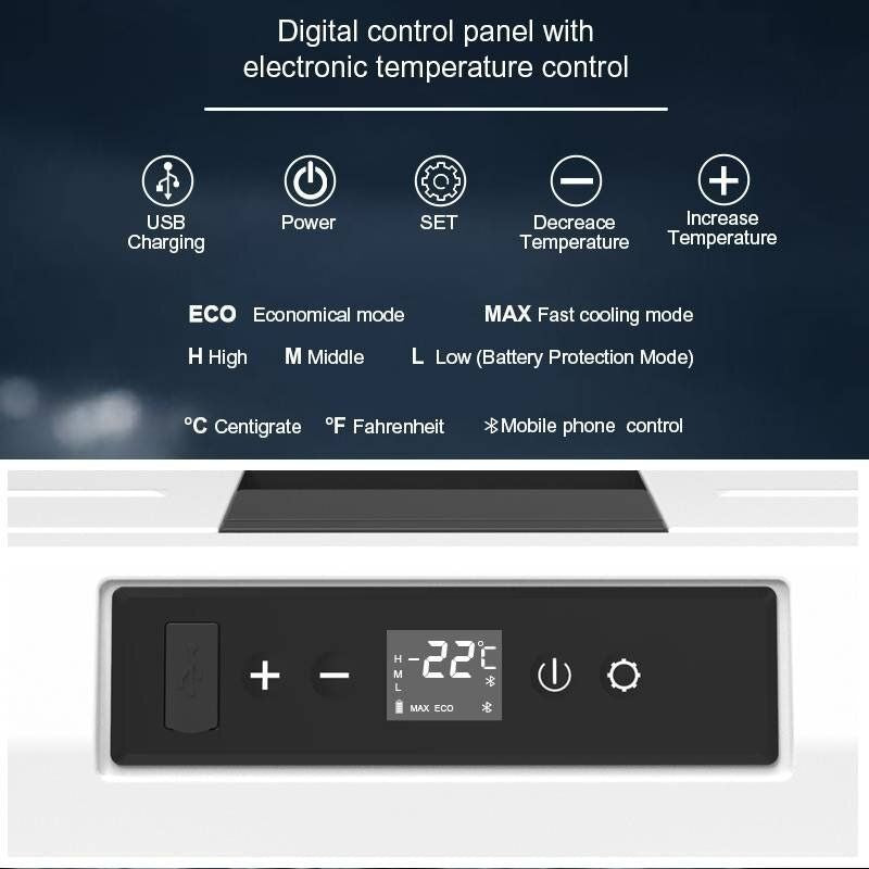 Urecau outdoors FCRS45 45L portable fridge freezer with digital control panel and electronic temperature control